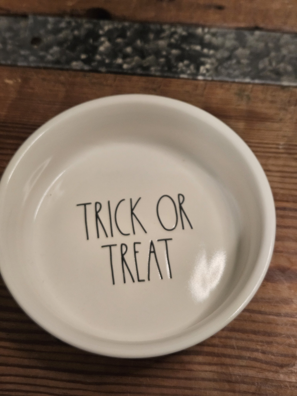 TRae Dunn White 'Trick Or Treat' Ceramic Pet Bowl